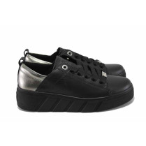 Adidași /Midcut pentru femei - piele naturală - negru - SM123585