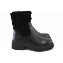 Ghete femei - piele naturală cu velur - negru - SM123790