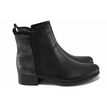 Ghete femei - piele naturală combinată cu piele-eco - negru - SM123946